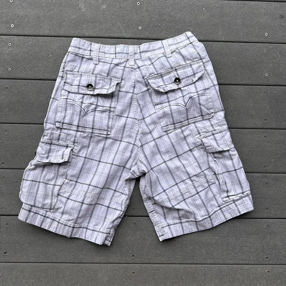 Levi's Men's Plaid Cargo Shorts White Gray 11